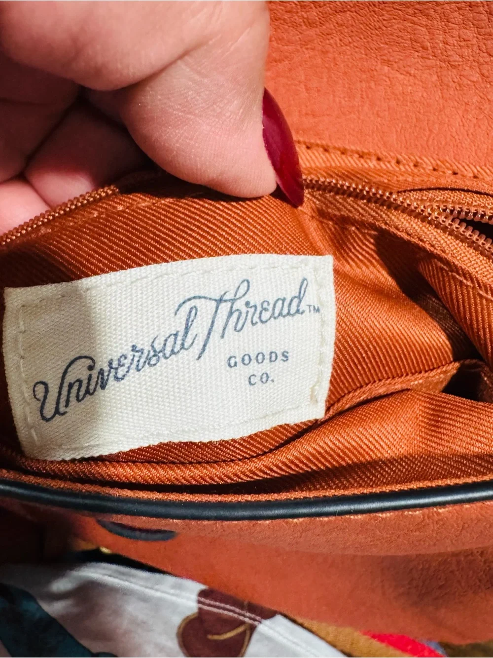 Universal Thread Burnt Orange Crossbody with Rainbow Strap